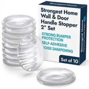 Door Stoppers (Medium) 2" - Door Stop for Wall with Strong Back Adhesive - Quiet and Shock Absorbent Silicone Wall Protectors from Door Knobs - Protects Every Surface - (Clear | 10 PCS) Door Stoppers (Medium) 2" - Door Stop for Wall with Strong Back Adhesive - Quiet and Shock Absorbent Silicone Wall Protectors from Door Knobs - Protects Every Surface - (Clear | 10 PCS)