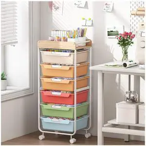 Rolling Cart with 6 Drawers,Craft Organizer and Storage,Rainbow Utility Storage Cart with Drawers,Art Cart,Makeup Organizer With Wooden Tabletop Rolling Cart with 6 Drawers,Craft Organizer and Storage,Rainbow Utility Storage Cart with Drawers,Art Cart,Makeup Organizer With Wooden Tabletop