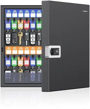 48 Keys Key Lock Box, Wall Mount Key Box, Key Cabinet, Car Key Organizer with Writable Key Racks and Tags, Security Key Holder Storage Box for Office, Hotel & Company 48 Keys Key Lock Box, Wall Mount Key Box, Key Cabinet, Car Key Organizer with Writable Key Racks and Tags, Security Key Holder Storage Box for Office, Hotel & Company