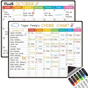 Magnetic Dry Erase Chore Chart, Monthly Calendar Set - 14.5"x11" Monthly Calendar, Chore Board for Fridge - 6 Extra Fine Point Markers Included - Shipped Flat Magnetic Dry Erase Chore Chart, Monthly Calendar Set - 14.5"x11" Monthly Calendar, Chore Board for Fridge - 6 Extra Fine Point Markers Included - Shipped Flat