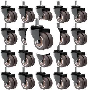 2" Dual Wheel Chair Casters Set of 20 - Heavy Duty Grey Soft polyurethane protects hardwood/tile. Smooth, quiet rolling. Universal 7/16" stem. Steel resists rust. Not for IKEA 2" Dual Wheel Chair Casters Set of 20 - Heavy Duty Grey Soft polyurethane protects hardwood/tile. Smooth, quiet rolling. Universal 7/16" stem. Steel resists rust. Not for IKEA