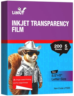 Inkjet Transparency Film 8.5x11 200Sheets OHP Overhead Projector Film for DIY Crafting 100% Clear Transparency Paper For Inkjet Printer (200, 8.5x11) Inkjet Transparency Film 8.5x11 200Sheets OHP Overhead Projector Film for DIY Crafting 100% Clear Transparency Paper For Inkjet Printer (200, 8.5x11)