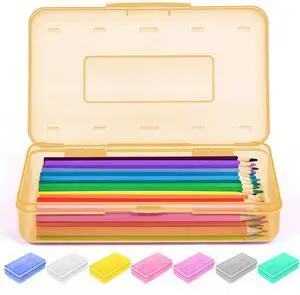 1 Pack Pencil Case, Clear Pencil Box with Stickers, Large Plastic Crayon Box with Snap-tight Lid, Stackable Storage Art Craft Marker Organizer for Kids Boys Back to School, Orange 1 Pack Pencil Case, Clear Pencil Box with Stickers, Large Plastic Crayon Box with Snap-tight Lid, Stackable Storage Art Craft Marker Organizer for Kids Boys Back to School, Orange