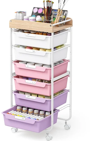 Rolling Cart with 6 Drawers,Craft Organizer and Storage,Purple Utility Storage Cart with Drawers,Art Cart,Makeup Organizer With Wooden Tabletop Rolling Cart with 6 Drawers,Craft Organizer and Storage,Purple Utility Storage Cart with Drawers,Art Cart,Makeup Organizer With Wooden Tabletop