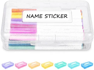 Pencil Box with Personalized Sticker, Large Hard Pencil Case Organizer, Clear Plastic Crayon Box for Girls and Boys, Colored Marker Organizer, Small Plastic Containers/Bins with Lids, Art Supply Pencil Box with Personalized Sticker, Large Hard Pencil Case Organizer, Clear Plastic Crayon Box for Girls and Boys, Colored Marker Organizer, Small Plastic Containers/Bins with Lids, Art Supply