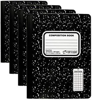 Sewn Marble Composition Book, Black/White, Quad Rule, 4 Squares per Inch, 9.75 x 7.5 Inches, 100 Sheets (41320) (Pack of 4) Sewn Marble Composition Book, Black/White, Quad Rule, 4 Squares per Inch, 9.75 x 7.5 Inches, 100 Sheets (41320) (Pack of 4)