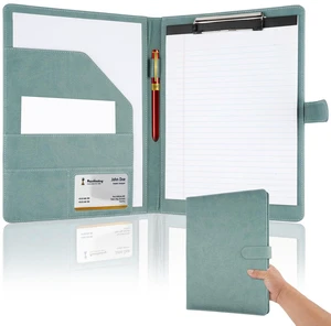 Professional Padfolio with Clipboard, Faux Leather Portfolio Folder Binder Gray Green Legal Pad Holder for A4 Letter Size Notepad, Resume, Notebook Cover Organizer for Business Office Conference Professional Padfolio with Clipboard, Faux Leather Portfolio Folder Binder Gray Green Legal Pad Holder for A4 Letter Size Notepad, Resume, Notebook Cover Organizer for Business Office Conference