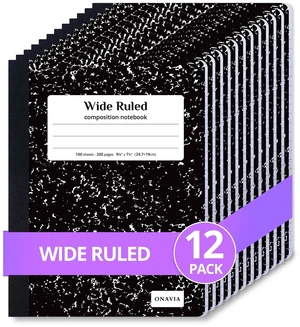 Composition Notebook Wide Ruled Bulk, 200 Pages, Marble Black 100 Sheets, 9.75 x 7.5 in, 12 Pack Wide Ruled Composition Notebooks, Durable Comp Book, Notebooks for School, Classroom Composition Notebook Wide Ruled Bulk, 200 Pages, Marble Black 100 Sheets, 9.75 x 7.5 in, 12 Pack Wide Ruled Composition Notebooks, Durable Comp Book, Notebooks for School, Classroom