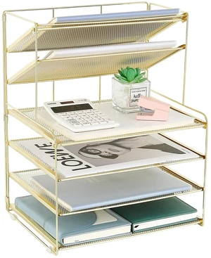 Desk Organizer, 6-Tier Paper Organizer Letter Tray, Gold Desk Organizers and Accessories, Office Desk Accessories & Workspace Organizers, Desktop File Organizer for Office Supplies Desk Organizer, 6-Tier Paper Organizer Letter Tray, Gold Desk Organizers and Accessories, Office Desk Accessories & Workspace Organizers, Desktop File Organizer for Office Supplies