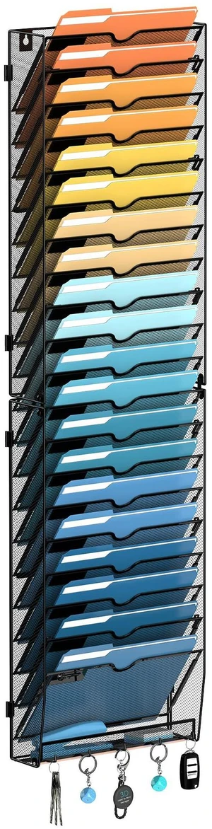 21-Tier Hanging Wall File Organizer with Hooks for Office Organization Mesh Wall File Holder, Mail Organizer Wall Mounted for Papers, Documents, Folders and Magazines in Home Office, Classroom 21-Tier Hanging Wall File Organizer with Hooks for Office Organization Mesh Wall File Holder, Mail Organizer Wall Mounted for Papers, Documents, Folders and Magazines in Home Office, Classroom