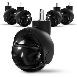 Office Chair Caster Wheels for Carpet Set of 5 -Replacement for Office Chairs Mat Safe for All Floors Including Hardwood - 2-Inch Rubber Replacement - Smooth & Silent Universal Size (11x22 mm) -Black Office Chair Caster Wheels for Carpet Set of 5 -Replacement for Office Chairs Mat Safe for All Floors Including Hardwood - 2-Inch Rubber Replacement - Smooth & Silent Universal Size (11x22 mm) -Black