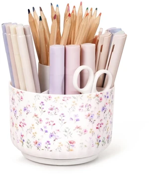 Rotating Pencil Pen Holder for Desk, Pencil Cup with 5 Slots 360 Degree Rotating Desk Organizer, Desk Decor for Office, School, Home Rotating Pencil Pen Holder for Desk, Pencil Cup with 5 Slots 360 Degree Rotating Desk Organizer, Desk Decor for Office, School, Home