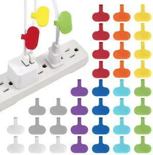 Cable Labels - Oval, Multi-Color (36 Pack) Write-On Wire Tags for Cord Identification with Power Strips Behind Desks and TVs Cable Labels - Oval, Multi-Color (36 Pack) Write-On Wire Tags for Cord Identification with Power Strips Behind Desks and TVs