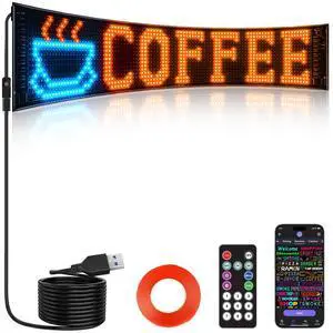 Bright Multiple Programmable LED Sign, 23''x5'' Full Color Scrolling LED Signs Flexible USB 5V LED Store Sign Bluetooth App Control Custom Text Pattern Animation for Store Car Bright Multiple Programmable LED Sign, 23''x5'' Full Color Scrolling LED Signs Flexible USB 5V LED Store Sign Bluetooth App Control Custom Text Pattern Animation for Store Car