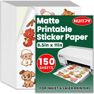 150 Sheets Matte Sticker Paper, 8.5in x 11in Printable Sticker Paper Self-adhesive Sticker Papers for Inkjet & Laser Printer, Vibrant Colors, Dries Quickly, US Letter Size 150 Sheets Matte Sticker Paper, 8.5in x 11in Printable Sticker Paper Self-adhesive Sticker Papers for Inkjet & Laser Printer, Vibrant Colors, Dries Quickly, US Letter Size