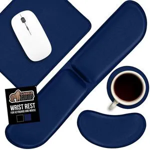 Memory Foam Wrist Rest for Computer Keyboard, 4 Piece Navy Blue Memory Foam Wrist Rest for Computer Keyboard, 4 Piece Navy Blue