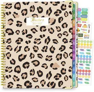 Teacher Planner 2026-2027 Academic Year, 14 Checklists 8.5"x11" Lesson Book July 2026-June 2027 Teacher Calendar with Sprial Hardcover, Gold Corners & Stickers for Classroom Homeschool, Leopard Teacher Planner 2026-2027 Academic Year, 14 Checklists 8.5"x11" Lesson Book July 2026-June 2027 Teacher Calendar with Sprial Hardcover, Gold Corners & Stickers for Classroom Homeschool, Leopard