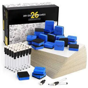 26 Pack Double Sided Dry Erase Board, 9" x 12" Small White Boards Mini Whiteboards with 32 Pens and 26 Erasers, Classroom Whiteboards for Students Teachers School Supplies 26 Pack Double Sided Dry Erase Board, 9" x 12" Small White Boards Mini Whiteboards with 32 Pens and 26 Erasers, Classroom Whiteboards for Students Teachers School Supplies