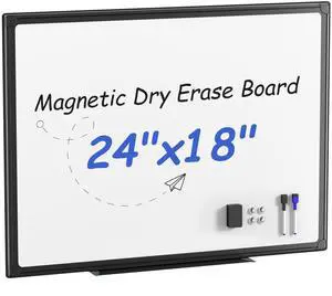 24" x 18" Magnetic Dry Erase Board for Wall, Whiteboard with Aluminum Frame, Markers, Magnets, Eraser & Tray Included, Dry Erase White Board for Office, School, Classroom & Home 24" x 18" Magnetic Dry Erase Board for Wall, Whiteboard with Aluminum Frame, Markers, Magnets, Eraser & Tray Included, Dry Erase White Board for Office, School, Classroom & Home