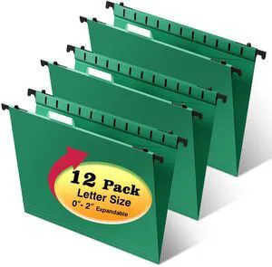 Plastic Hanging File Folders,Letter Size, 12 Pack, Green Reinforced Hang Folders, Standard File Folders for Filing Cabinet, Plastic Hanging Folders, 1/5-Cut Tabs, for Home & Office Plastic Hanging File Folders,Letter Size, 12 Pack, Green Reinforced Hang Folders, Standard File Folders for Filing Cabinet, Plastic Hanging Folders, 1/5-Cut Tabs, for Home & Office