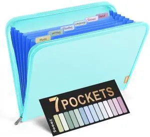 7 Pockets Accordion File Organizer, Zipper Expanding File Folder A4 Reinforced Plastic Accordion Folder Organizer, A4 Letter Size Portable Folders for Documents, School Office Supplies Sky Blue 7 Pockets Accordion File Organizer, Zipper Expanding File Folder A4 Reinforced Plastic Accordion Folder Organizer, A4 Letter Size Portable Folders for Documents, School Office Supplies Sky Blue