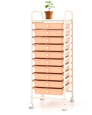 Storage Cart, Rolling Utility Cart with 10 Drawers, Portable Handles & Lockable Wheels, Mobile Paper Toys Storage Organizer Large Capacity for Home Office School Teacher (Peach) Storage Cart, Rolling Utility Cart with 10 Drawers, Portable Handles & Lockable Wheels, Mobile Paper Toys Storage Organizer Large Capacity for Home Office School Teacher (Peach)