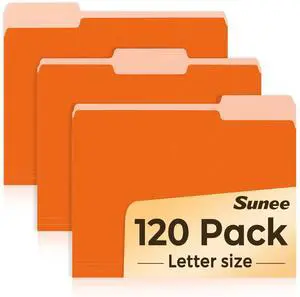 File Folders, 120 Pack Manilla Folders 8.5 x 11, 1/3 Cut Tab for Easy Labeling and Organization, Durable Standard Paper for Home, Office, School Filing, Orange File Folders, 120 Pack Manilla Folders 8.5 x 11, 1/3 Cut Tab for Easy Labeling and Organization, Durable Standard Paper for Home, Office, School Filing, Orange