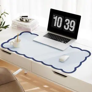Scalloped Desk Mat, 31.5" x 15.7" Navy Blue Large Cute Aesthetic Desk Accessories, PU Leather Computer Laptop Desk Mouse Keyboard Pad, Desk Writing Mat for Vanity/Work/Home Decor Ocean Scalloped Desk Mat, 31.5" x 15.7" Navy Blue Large Cute Aesthetic Desk Accessories, PU Leather Computer Laptop Desk Mouse Keyboard Pad, Desk Writing Mat for Vanity/Work/Home Decor Ocean