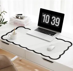 Scalloped Desk Mat, 31.5" x 15.7" Large Cute Aesthetic Desk Accessories, PU Leather Computer Laptop Desk Mouse Keyboard Pad, Desk Writing Mat for Vanity/Work/Home Decor (Black, 31.5" x 15.7") Scalloped Desk Mat, 31.5" x 15.7" Large Cute Aesthetic Desk Accessories, PU Leather Computer Laptop Desk Mouse Keyboard Pad, Desk Writing Mat for Vanity/Work/Home Decor (Black, 31.5" x 15.7")