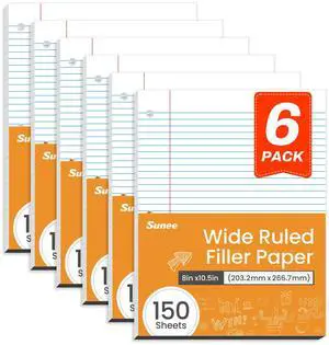 Loose Leaf Paper, 900 Sheets, 6 Pack Wide Ruled Paper, 8 x 10-1/2 Inch Filler Paper, 3 Hole Punch Binder Paper, Loose Leaf Notebook Paper, 150 Sheets/Pack Loose Leaf Paper, 900 Sheets, 6 Pack Wide Ruled Paper, 8 x 10-1/2 Inch Filler Paper, 3 Hole Punch Binder Paper, Loose Leaf Notebook Paper, 150 Sheets/Pack