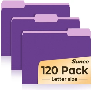 File Folders, 120 Pack Manilla Folders 8.5 x 11, 1/3 Cut Tab for Easy Labeling and Organization, Durable Standard Paper for Home, Office, School Filing, Purple File Folders, 120 Pack Manilla Folders 8.5 x 11, 1/3 Cut Tab for Easy Labeling and Organization, Durable Standard Paper for Home, Office, School Filing, Purple