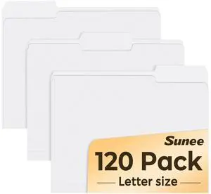File Folders, 120 Pack Manilla Folders 8.5 x 11, 1/3 Cut Tab for Easy Labeling and Organization, Durable Standard Paper for Home, Office, School Filing, White File Folders, 120 Pack Manilla Folders 8.5 x 11, 1/3 Cut Tab for Easy Labeling and Organization, Durable Standard Paper for Home, Office, School Filing, White
