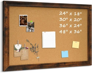 Cork Board Bulletin Board, 36"x24" Corkboard for Wall Vintage Brown Wooden Frame, Decorative Pin Board, Message Board, Notice Board, Vision Board for Home, Office, Kitchen Cork Board Bulletin Board, 36"x24" Corkboard for Wall Vintage Brown Wooden Frame, Decorative Pin Board, Message Board, Notice Board, Vision Board for Home, Office, Kitchen