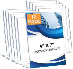 12 Pack Slanted Back Acrylic Sign Holders 5x7 for Business & Store, Tabletop Vertical Sign Holder with Anti-Slip Pads Clear Display Stand, for Menus Flyer Documents Office Restaurants Party Decoration 12 Pack Slanted Back Acrylic Sign Holders 5x7 for Business & Store, Tabletop Vertical Sign Holder with Anti-Slip Pads Clear Display Stand, for Menus Flyer Documents Office Restaurants Party Decoration