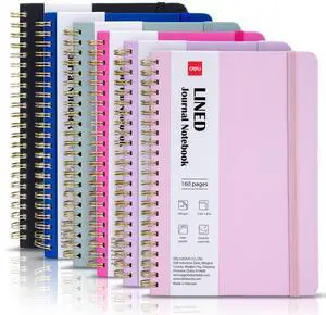 6-Pack Lined Spiral Journal Notebook, 160 Pages, A5 (5.5"x8") Hardcover Writing Notebook, College Ruled Spiral Bound Journal for Women & Men - Perfect for Work, School, Office & Note Taking 6-Pack Lined Spiral Journal Notebook, 160 Pages, A5 (5.5"x8") Hardcover Writing Notebook, College Ruled Spiral Bound Journal for Women & Men - Perfect for Work, School, Office & Note Taking