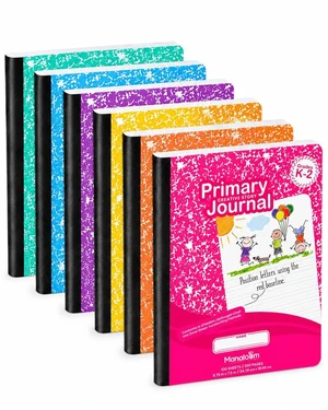 Primary Composition Notebook K-2, Primary Journal Grades K 2, Preschool, 1st Grade, Kindergarten Notebooks, Primary Ruled - 9.75 x 7.50 - Sturdy Covers - 100 Sheets - Assorted Colors - (6 Pack) Primary Composition Notebook K-2, Primary Journal Grades K 2, Preschool, 1st Grade, Kindergarten Notebooks, Primary Ruled - 9.75 x 7.50 - Sturdy Covers - 100 Sheets - Assorted Colors - (6 Pack)