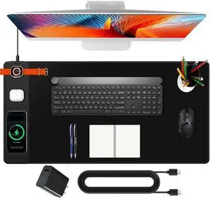 Mouse Pad with Magnetic Wireless Charging, Large Desk Mat, Non-Slip Mouse Mat, Keyboard Pad for Gaming, Desk, Office, PC Mouse Pad with Magnetic Wireless Charging, Large Desk Mat, Non-Slip Mouse Mat, Keyboard Pad for Gaming, Desk, Office, PC