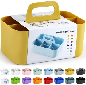 Multiuse Caddy Organizer with Handle, Portable Divided Plastic Tote Bin - Art Craft, Stationary Pen Marker Crayon, Makeup Hair Supplies Storage - Bathroom, Classroom, Dorm, Office, Desk Holder -Yellow Multiuse Caddy Organizer with Handle, Portable Divided Plastic Tote Bin - Art Craft, Stationary Pen Marker Crayon, Makeup Hair Supplies Storage - Bathroom, Classroom, Dorm, Office, Desk Holder -Yellow