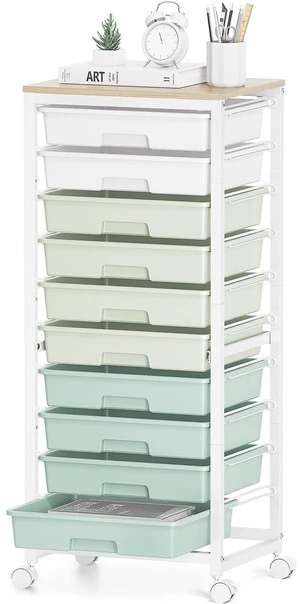 10 Drawer Rolling Cart,Green Rolling Cart for Craft Storage,Storage Cart with Lockable Wheels and Wooden Tabletop for Classroom,Office,Living Room 10 Drawer Rolling Cart,Green Rolling Cart for Craft Storage,Storage Cart with Lockable Wheels and Wooden Tabletop for Classroom,Office,Living Room