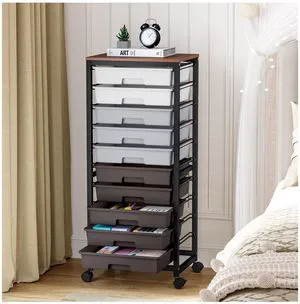 10 Drawer Rolling Cart,Grey Rolling Cart for Craft Storage,Storage Cart with Lockable Wheels and Wooden Tabletop for Classroom,Office,Living Room 10 Drawer Rolling Cart,Grey Rolling Cart for Craft Storage,Storage Cart with Lockable Wheels and Wooden Tabletop for Classroom,Office,Living Room