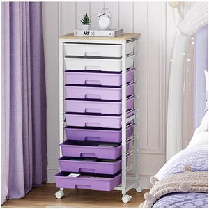 10 Drawer Rolling Cart,Purple Rolling Cart for Craft Storage,Storage Cart with Lockable Wheels and Wooden Tabletop for Classroom,Office,Living Room 10 Drawer Rolling Cart,Purple Rolling Cart for Craft Storage,Storage Cart with Lockable Wheels and Wooden Tabletop for Classroom,Office,Living Room