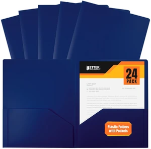 Heavyweight Plastic 2 Pocket Portfolio Folder, Letter Size Poly Folders 24 Pack (Blue) Heavyweight Plastic 2 Pocket Portfolio Folder, Letter Size Poly Folders 24 Pack (Blue)