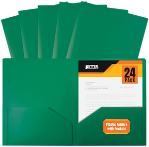 Heavyweight Plastic 2 Pocket Portfolio Folder, Letter Size Poly Folders 24 Pack (Green) Heavyweight Plastic 2 Pocket Portfolio Folder, Letter Size Poly Folders 24 Pack (Green)