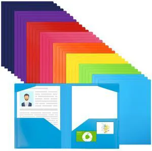 32pcs Plastic Folders with Pockets, Heavy Duty Folders with 4 Pockets for Office and School, Letter Size, 8 Assorted Colors 32pcs Plastic Folders with Pockets, Heavy Duty Folders with 4 Pockets for Office and School, Letter Size, 8 Assorted Colors