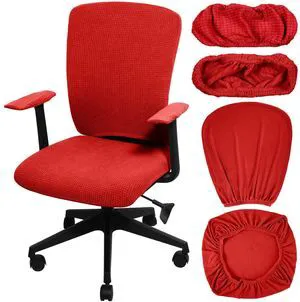 4 Pcs Office Chair Covers Stretchable Armrest Seat,XL,Red Universal Fit Office Desk Chairs, Protective Seat Backrest Slipcovers, Stretchable Prevent Wear, Easy Install for Rotating 4 Pcs Office Chair Covers Stretchable Armrest Seat,XL,Red Universal Fit Office Desk Chairs, Protective Seat Backrest Slipcovers, Stretchable Prevent Wear, Easy Install for Rotating