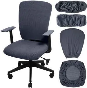 4 Pcs Office Chair Covers Stretchable Armrest Seat,XL,Dark Gray Universal Fit Office Desk Chairs, Protective Seat Backrest Slipcovers, Stretchable Prevent Wear, Easy Install for Rotating 4 Pcs Office Chair Covers Stretchable Armrest Seat,XL,Dark Gray Universal Fit Office Desk Chairs, Protective Seat Backrest Slipcovers, Stretchable Prevent Wear, Easy Install for Rotating
