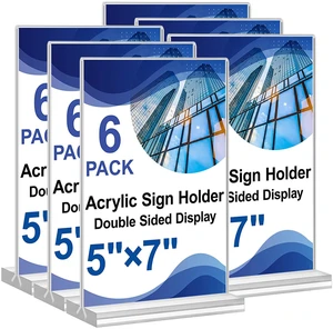 Acrylic Sign Holder 5x7,6 Pack Clear Plastic Table Display Vertical Double-Sided Desktop Display Stand Paper Holder Clear Table Sign Holder for Menu ad Frame Suitable Restaurants Meeting Office Store Acrylic Sign Holder 5x7,6 Pack Clear Plastic Table Display Vertical Double-Sided Desktop Display Stand Paper Holder Clear Table Sign Holder for Menu ad Frame Suitable Restaurants Meeting Office Store