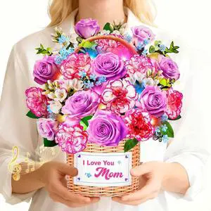 Birthday Card For Women With Music Light, Pop Up Carnation Bouquet 10 Inch Life Size, Play Music, Lights Dance, 3D Paper Forever Flower, Musical Birthday Cards/Gift For Mother,Mom,Wife,Grandma Birthday Card For Women With Music Light, Pop Up Carnation Bouquet 10 Inch Life Size, Play Music, Lights Dance, 3D Paper Forever Flower, Musical Birthday Cards/Gift For Mother,Mom,Wife,Grandma