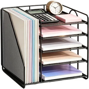 Desk Organizer, 5-Tier Paper Organizer Letter Tray, Black Desk Organizers and Accessories, Office Desk Accessories & Workspace Organizers, Desktop File Organizer for Office Supplies Desk Organizer, 5-Tier Paper Organizer Letter Tray, Black Desk Organizers and Accessories, Office Desk Accessories & Workspace Organizers, Desktop File Organizer for Office Supplies