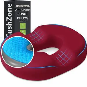 Donut Pillow Seat Cushion, Cooling Gel Memory Foam Chair Cushion, Red Office, Home & Car Seat Cushion, Butt Pillow for Tailbone Pain Relief, Hemorrhoids and Everyday Sitting Comfort Donut Pillow Seat Cushion, Cooling Gel Memory Foam Chair Cushion, Red Office, Home & Car Seat Cushion, Butt Pillow for Tailbone Pain Relief, Hemorrhoids and Everyday Sitting Comfort